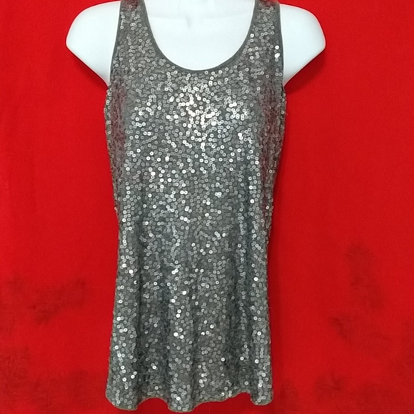 💥5 for$20 💥Express grey sequin dressy tank - Picture 1 of 3